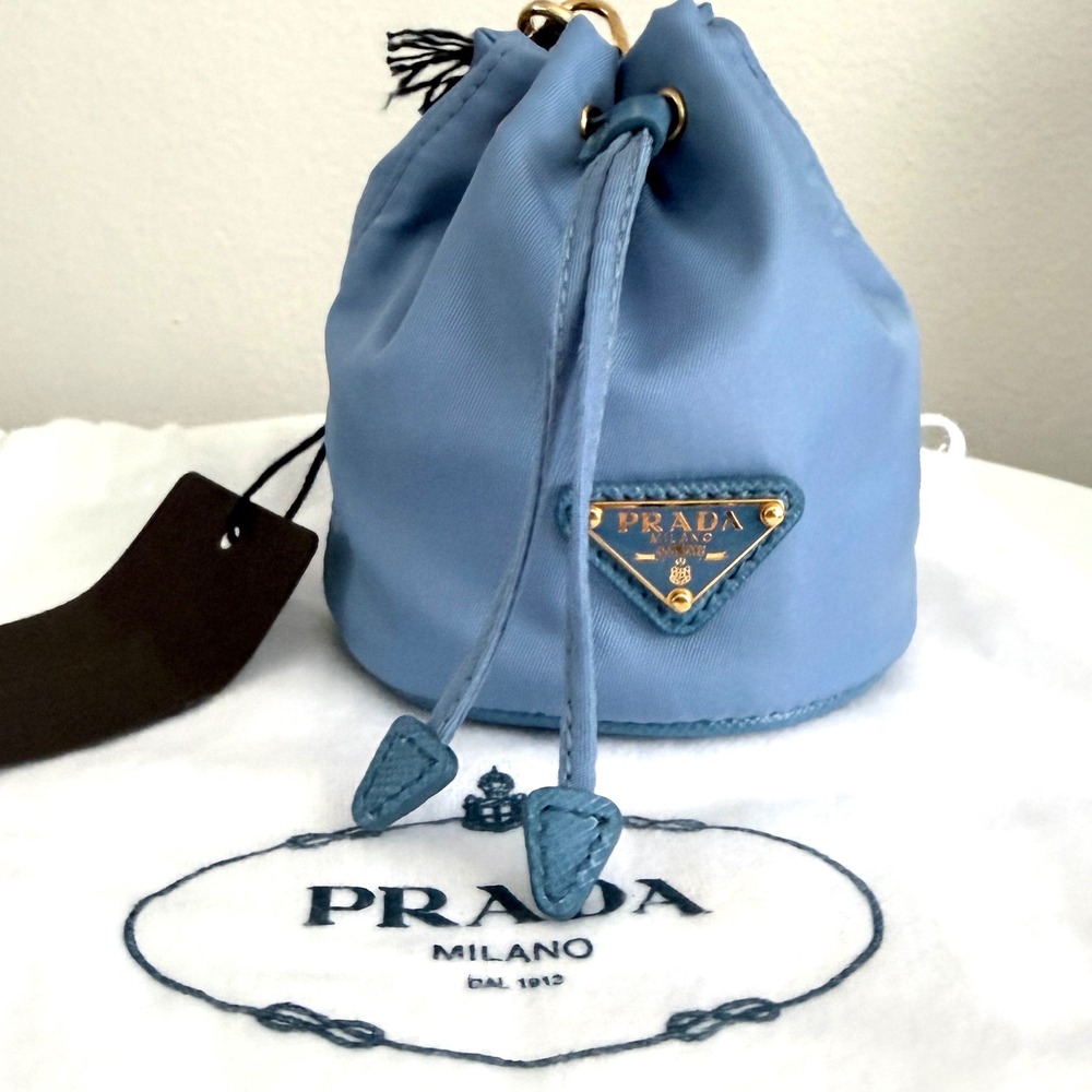 Prada Onda Blue Tessuto Nylon Mini Drawstring Pouch Bag Charm 1TT202